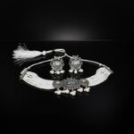 Trending Indian Oxidized Silver Choker Necklace Set with Earrings for Women 