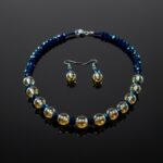 Blue & Golden Beads Necklace Set with Earrings – Elegant Fashion Jewelry for Women - Image 3