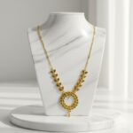 Gold Plated Leaf Design Pendant Necklace with Chain - Image 3
