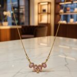 Elegant Gold Plated Necklace with Pink Stone & Crystal Pendant for Women - Image 3