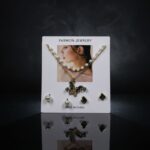 Elegant Layered Pearl Necklace & Earring Set - Flower Pendant & Heart Studs - Image 3