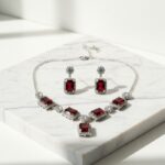 Red Crystal Choker Necklace Set for Women | Party Wear Jewellery - Image 2