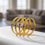 Exquisite Gold Bangles with Floral Design & Gemstone Accents - Perfect for Special Occasions - Image 5