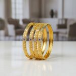 Exquisite Gold Bangles with Floral Design & Gemstone Accents - Perfect for Special Occasions - Image 6