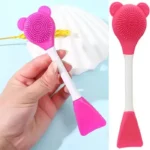 Bear Double Head Facial Mask Brush Silicone Applicator Spoon Spatula Stirring Stick Women Skin Face Cleansing Care Home Makeup Tools - Image 4