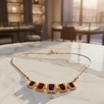Stunning Red Stone & Gold Tone Statement Necklace - Image 5
