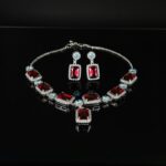 Red Crystal Choker Necklace Set for Women | Party Wear Jewellery - Image 3