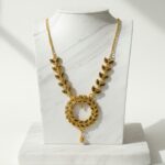 Gold Plated Leaf Design Pendant Necklace with Chain