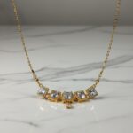 Elegant Gold Plated Necklace with Square Cubic Zirconia Stones - Image 4