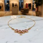 Elegant Gold Plated Necklace with Pink Stone & Crystal Pendant for Women - Image 4