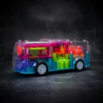Multifunctional Gear Light Bus Toy with Mechanical Gears Simulation,Transparent Body,3D Lights,Different Types of Music, Horn &Engine Starting Sound,360-degree Rotation for +3 Years (Multicolor, Pack of: 1) - Image 3