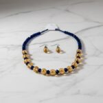 Blue & Golden Beads Necklace Set with Earrings – Elegant Fashion Jewelry for Women - Image 5