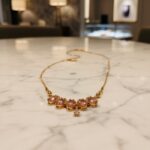 Elegant Gold Plated Necklace with Pink Stone & Crystal Pendant for Women - Image 5