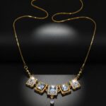 Elegant Gold Plated Necklace with Square Cubic Zirconia Stones - Image 6