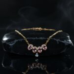 Elegant Gold Plated Necklace with Pink Stone & Crystal Pendant for Women - Image 6
