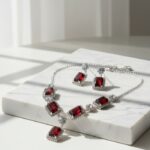 Red Crystal Choker Necklace Set for Women | Party Wear Jewellery - Image 6