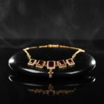 Stunning Red Stone & Gold Tone Statement Necklace - Image 2