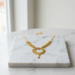 Gold Plated Leaf Design Pendant Necklace with Chain - Image 6