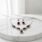 Red Crystal Choker Necklace Set for Women | Party Wear Jewellery - Image 7