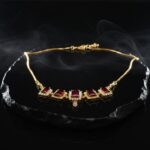 Stunning Red Stone & Gold Tone Statement Necklace - Image 8