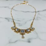 Elegant Gold Plated Necklace with Square Cubic Zirconia Stones - Image 2