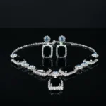 Elegant Brown & Silver Rhinestone Jewelry Set - Necklace & Earrings for Women - Image 2