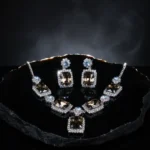 Elegant Brown & Silver Rhinestone Jewelry Set - Necklace & Earrings for Women - Image 4