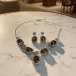 Elegant Brown & Silver Rhinestone Jewelry Set - Necklace & Earrings for Women - Image 7