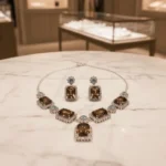 Elegant Brown & Silver Rhinestone Jewelry Set - Necklace & Earrings for Women - Image 9