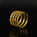 Exquisite Gold-Plated Floral Bangles Set with Diamond Accents 