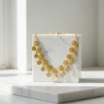 Ethnic Gold Plated Floral Charm Necklace with Coin Pendants for Women - Image 2