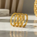 Exquisite Gold-Plated Floral Bangles Set with Diamond Accents  - Image 2