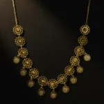 Ethnic Gold Plated Floral Charm Necklace with Coin Pendants for Women - Image 3