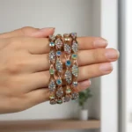 Rose Gold-Toned & Multi-Color Crystal Embellished Bangles