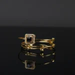 Stylish Gold Bracelets: Black Zirconia & Bell Charms - Image 5