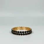 Luxury Black Stone Studded Gold-Plated Bangles – Elegant Party Wear Jewellery for Women - Image 3