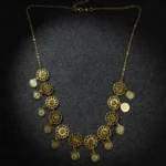 Ethnic Gold Plated Floral Charm Necklace with Coin Pendants for Women - Image 4