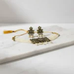 Elegant Pearl & Oxidized Choker Necklace Set with Matching Earrings - Image 5