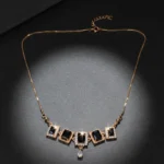 Elegant Gold Plated Necklace with Black Onyx Style Stones & Cubic Zirconia - Image 5