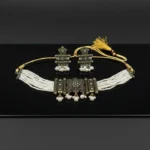 Elegant Pearl & Oxidized Choker Necklace Set with Matching Earrings - Image 6