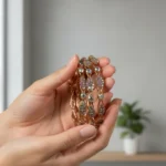 Rose Gold-Toned & Multi-Color Crystal Embellished Bangles - Image 5
