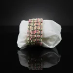 Pink & White Crystal Beaded Bangles Set for Women | Fashionable Alloy Bracelets - Image 5