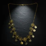 Ethnic Gold Plated Floral Charm Necklace with Coin Pendants for Women - Image 6