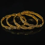 Exquisite Gold-Plated Floral Bangles Set with Diamond Accents  - Image 6