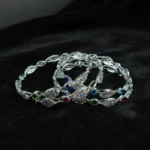 Sparkling Silver Plated Bangle Set with Colorful Rhinestones | Women's Fashion Jewellery - Image 6