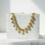 Ethnic Gold Plated Floral Charm Necklace with Coin Pendants for Women - Image 7