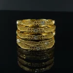 Exquisite Gold-Plated Floral Bangles Set with Diamond Accents  - Image 7