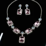 Pink Stone Statement Necklace | Elegant Silver Plated Choker - Image 7