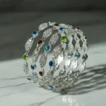 Sparkling Silver Plated Bangle Set with Colorful Rhinestones | Women's Fashion Jewellery - Image 7