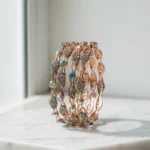 Rose Gold-Toned & Multi-Color Crystal Embellished Bangles - Image 7